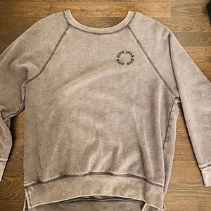 PINK Grey Fuzzy Crewneck
